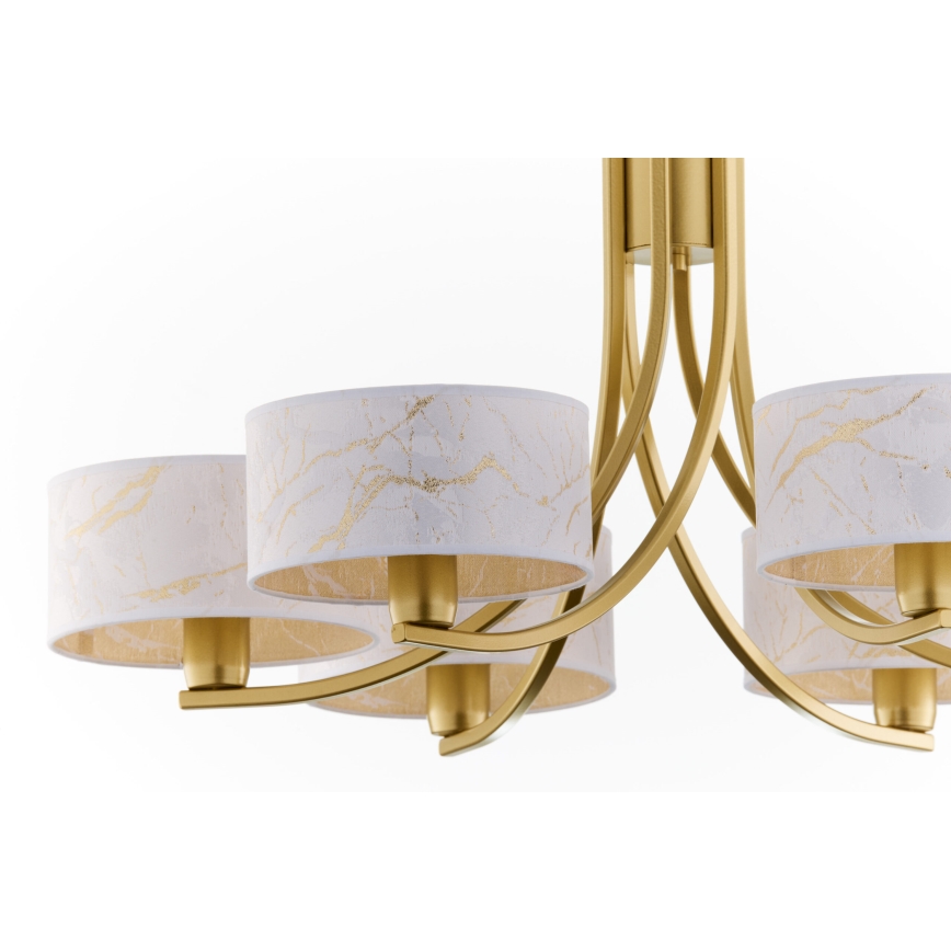 Jupiter 2098 - ARTHUR Chain Chandelier 6xE27/15W/230V white/gold/marble effect