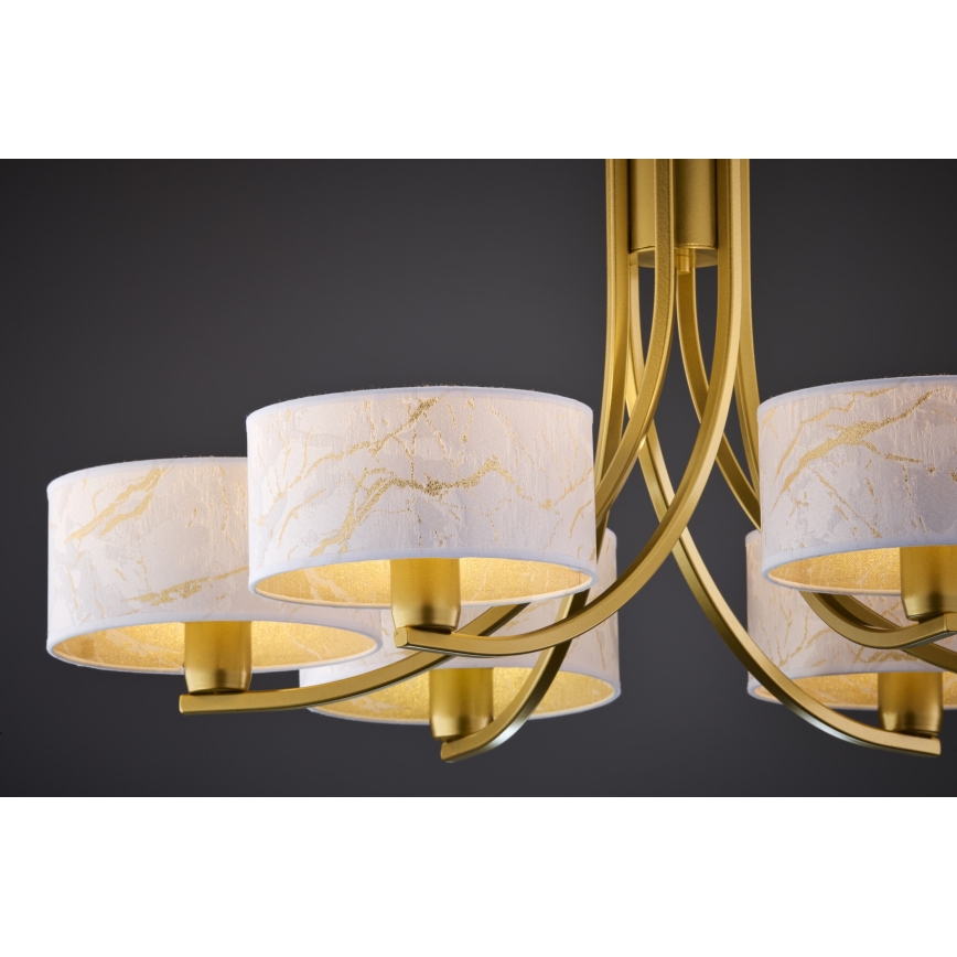 Jupiter 2098 - ARTHUR Chain Chandelier 6xE27/15W/230V white/gold/marble effect