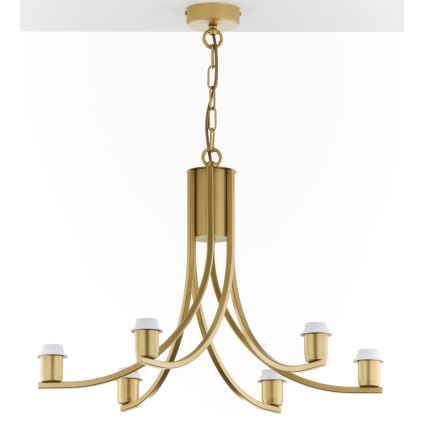 Jupiter 2098 - ARTHUR Chain Chandelier 6xE27/15W/230V white/gold/marble effect