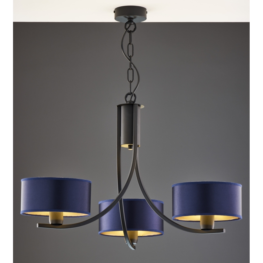 Jupiter 2099 - ARTHUR Chain-Hung Chandelier 3xE27/15W/230V Blue/Black