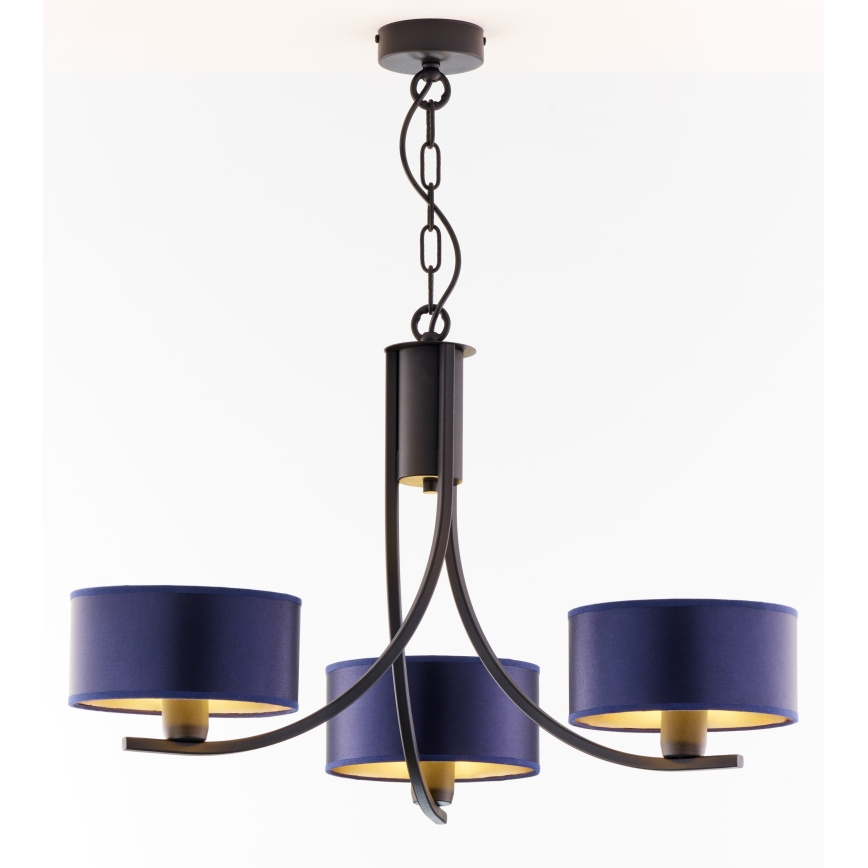 Jupiter 2099 - ARTHUR Chain-Hung Chandelier 3xE27/15W/230V Blue/Black
