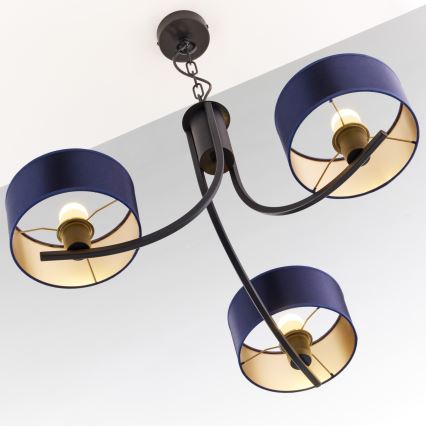 Jupiter 2099 - ARTHUR Chain-Hung Chandelier 3xE27/15W/230V Blue/Black