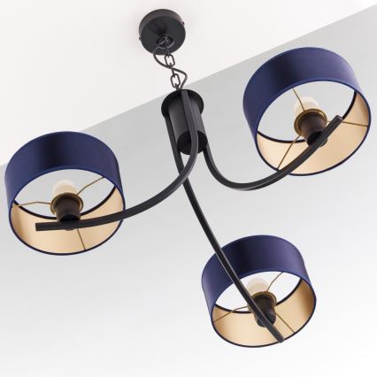 Jupiter 2099 - ARTHUR Chain-Hung Chandelier 3xE27/15W/230V Blue/Black
