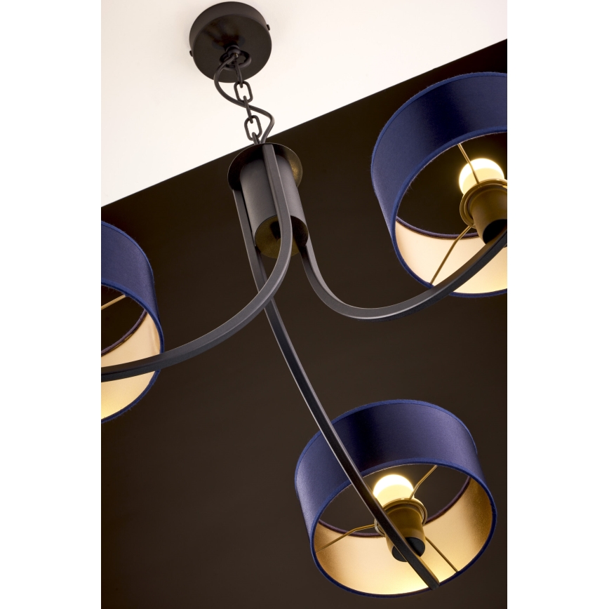 Jupiter 2099 - ARTHUR Chain-Hung Chandelier 3xE27/15W/230V Blue/Black