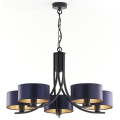 Jupiter 2101 - ARTHUR Chain-Hung Chandelier 5xE27/15W/230V Blue/Black