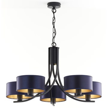 Jupiter 2101 - ARTHUR Chain-Hung Chandelier 5xE27/15W/230V Blue/Black
