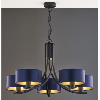 Jupiter 2101 - ARTHUR Chain-Hung Chandelier 5xE27/15W/230V Blue/Black