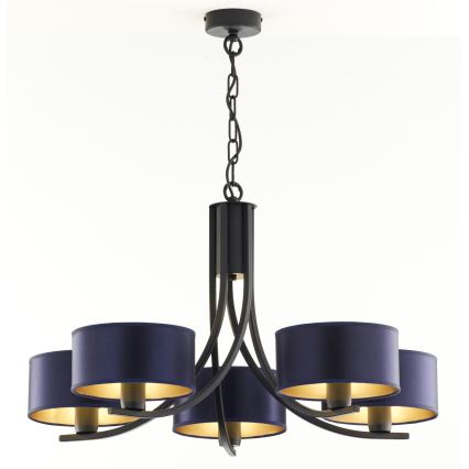 Jupiter 2101 - ARTHUR Chain-Hung Chandelier 5xE27/15W/230V Blue/Black