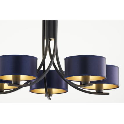 Jupiter 2101 - ARTHUR Chain-Hung Chandelier 5xE27/15W/230V Blue/Black