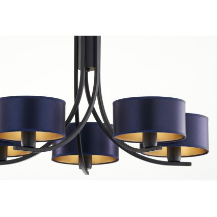 Jupiter 2101 - ARTHUR Chain-Hung Chandelier 5xE27/15W/230V Blue/Black