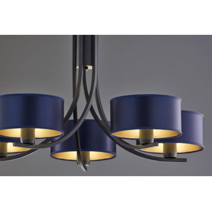 Jupiter 2101 - ARTHUR Chain-Hung Chandelier 5xE27/15W/230V Blue/Black