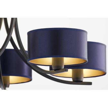 Jupiter 2101 - ARTHUR Chain-Hung Chandelier 5xE27/15W/230V Blue/Black