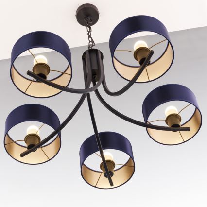 Jupiter 2101 - ARTHUR Chain-Hung Chandelier 5xE27/15W/230V Blue/Black