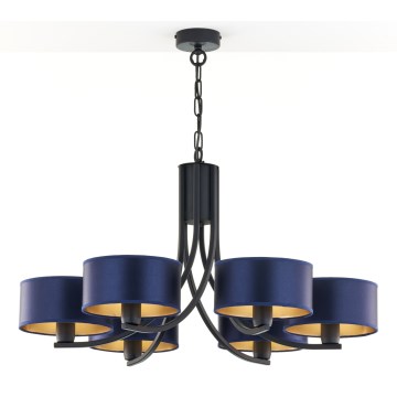 Jupiter 2102 - ARTHUR Chain-Hung Chandelier 6xE27/15W/230V Blue/Black