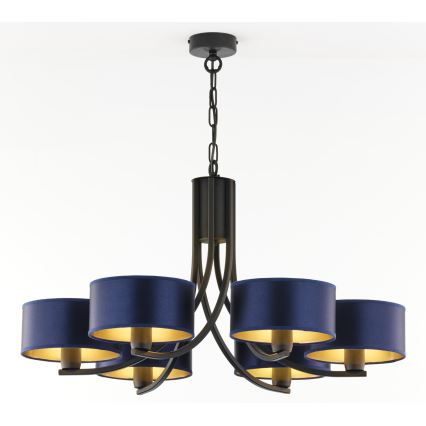 Jupiter 2102 - ARTHUR Chain-Hung Chandelier 6xE27/15W/230V Blue/Black