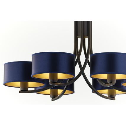 Jupiter 2102 - ARTHUR Chain-Hung Chandelier 6xE27/15W/230V Blue/Black