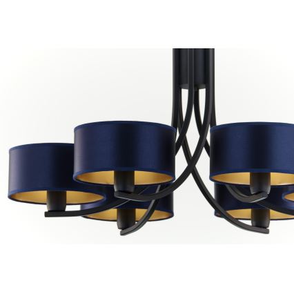 Jupiter 2102 - ARTHUR Chain-Hung Chandelier 6xE27/15W/230V Blue/Black