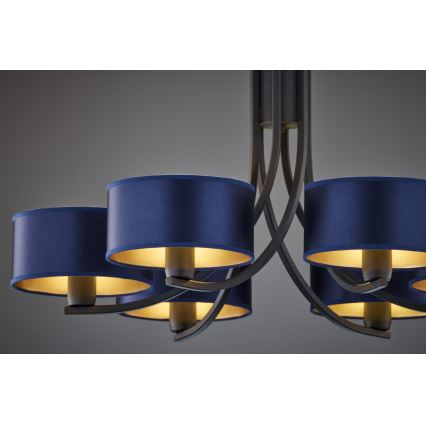 Jupiter 2102 - ARTHUR Chain-Hung Chandelier 6xE27/15W/230V Blue/Black