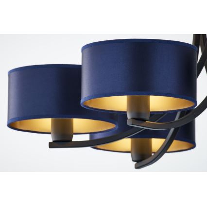 Jupiter 2102 - ARTHUR Chain-Hung Chandelier 6xE27/15W/230V Blue/Black