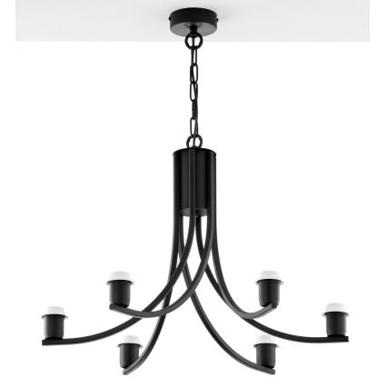Jupiter 2102 - ARTHUR Chain-Hung Chandelier 6xE27/15W/230V Blue/Black