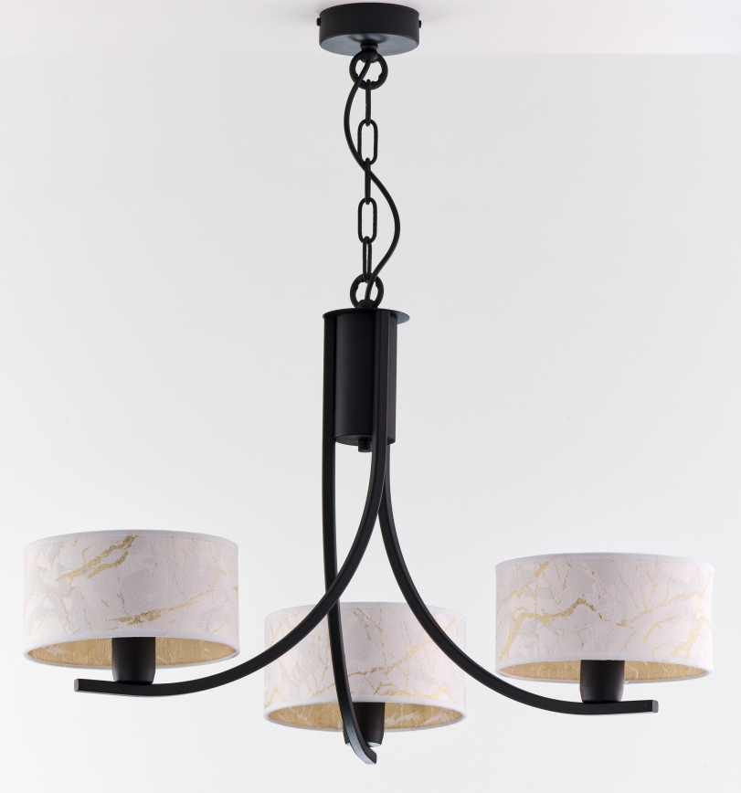 Jupiter 2103 - Chain-hung chandelier ARTHUR 3xE27/15W/230V white/black/marble finish