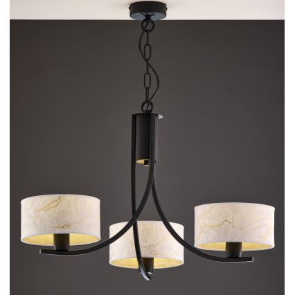 Jupiter 2103 - Chain-hung chandelier ARTHUR 3xE27/15W/230V white/black/marble finish