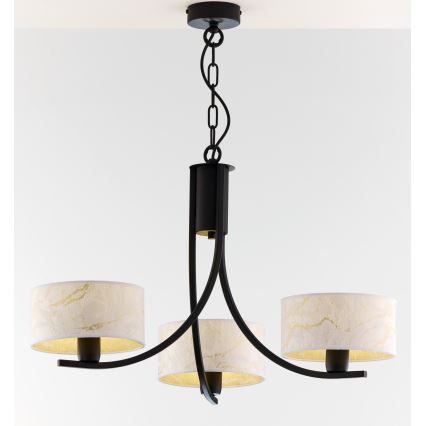 Jupiter 2103 - Chain-hung chandelier ARTHUR 3xE27/15W/230V white/black/marble finish