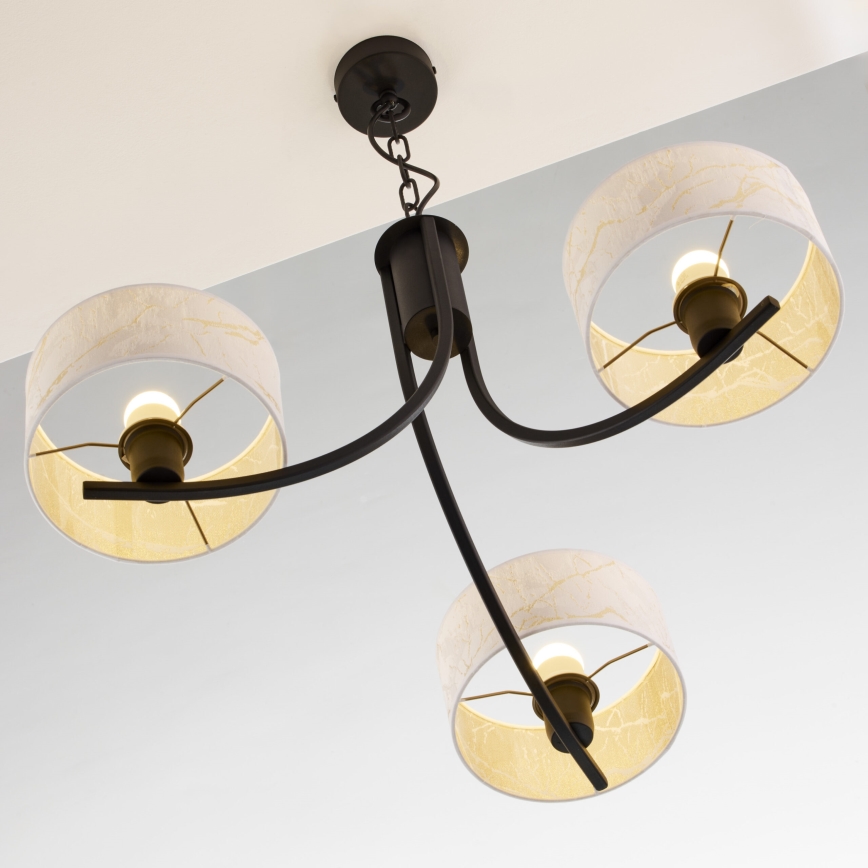 Jupiter 2103 - Chain-hung chandelier ARTHUR 3xE27/15W/230V white/black/marble finish