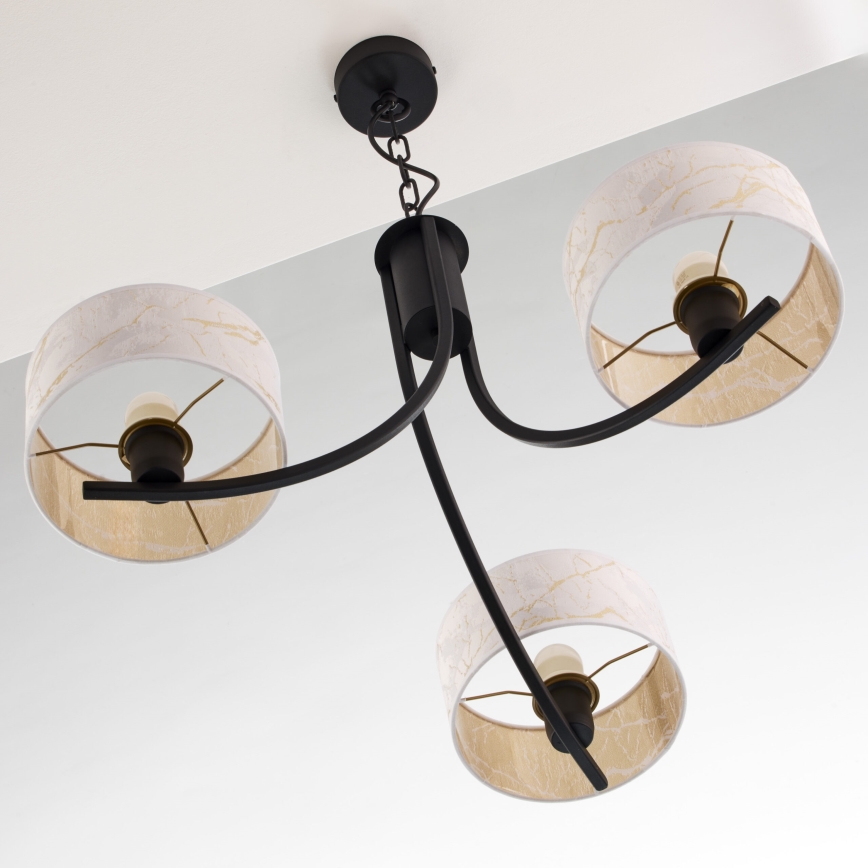 Jupiter 2103 - Chain-hung chandelier ARTHUR 3xE27/15W/230V white/black/marble finish