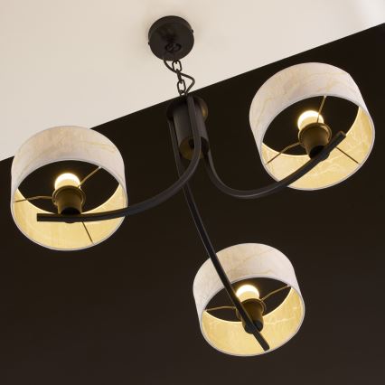 Jupiter 2103 - Chain-hung chandelier ARTHUR 3xE27/15W/230V white/black/marble finish