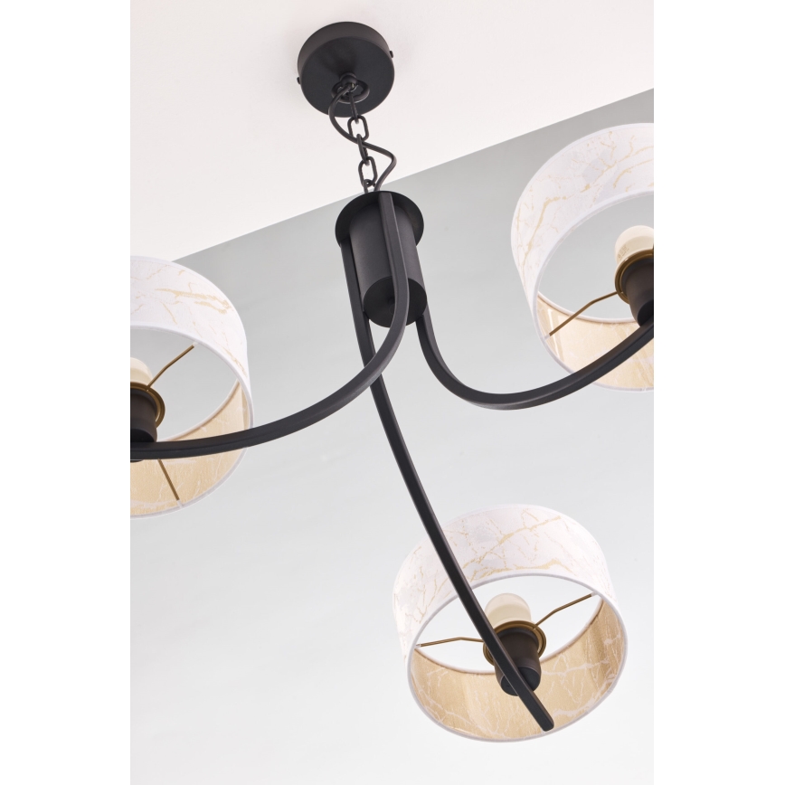 Jupiter 2103 - Chain-hung chandelier ARTHUR 3xE27/15W/230V white/black/marble finish