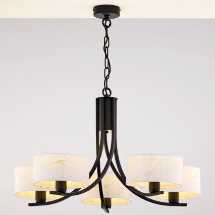 Jupiter 2104 - ARTHUR Chain-Mounted Chandelier 5xE27/15W/230V white/black/marble effect