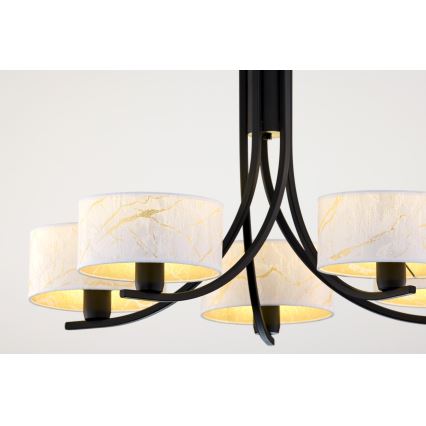 Jupiter 2104 - ARTHUR Chain-Mounted Chandelier 5xE27/15W/230V white/black/marble effect