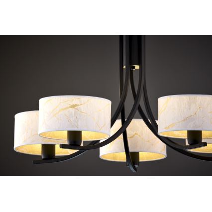 Jupiter 2104 - ARTHUR Chain-Mounted Chandelier 5xE27/15W/230V white/black/marble effect