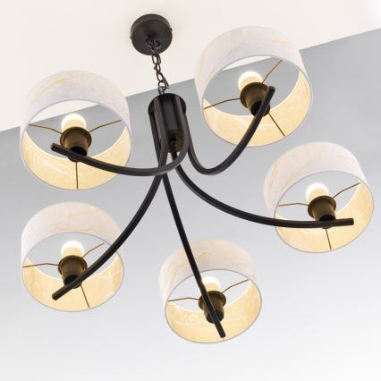 Jupiter 2104 - ARTHUR Chain-Mounted Chandelier 5xE27/15W/230V white/black/marble effect
