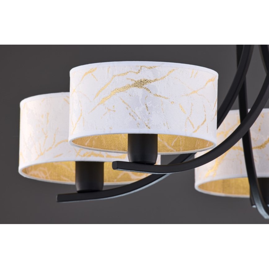 Jupiter 2104 - ARTHUR Chain-Mounted Chandelier 5xE27/15W/230V white/black/marble effect