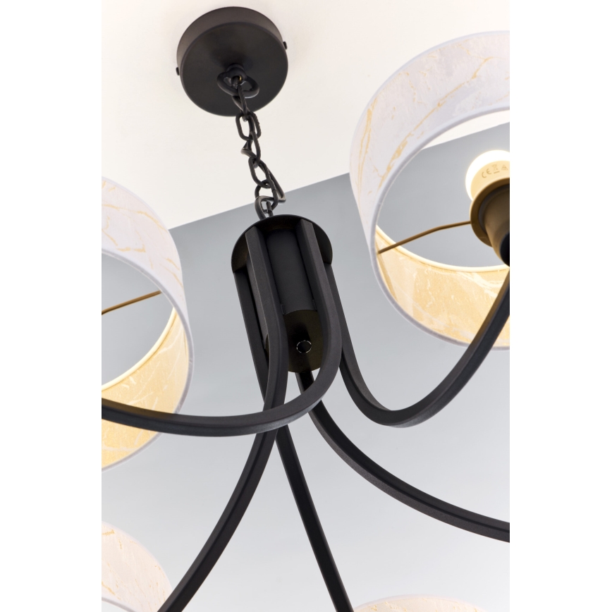 Jupiter 2104 - ARTHUR Chain-Mounted Chandelier 5xE27/15W/230V white/black/marble effect