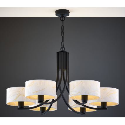 Jupiter 2105 - ARTHUR chain-hung chandelier 6xE27/15W/230V white/black/marble finish