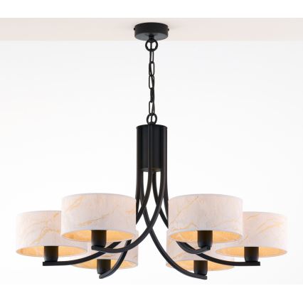 Jupiter 2105 - ARTHUR chain-hung chandelier 6xE27/15W/230V white/black/marble finish