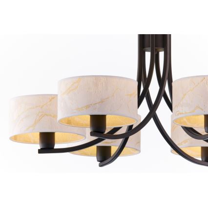 Jupiter 2105 - ARTHUR chain-hung chandelier 6xE27/15W/230V white/black/marble finish