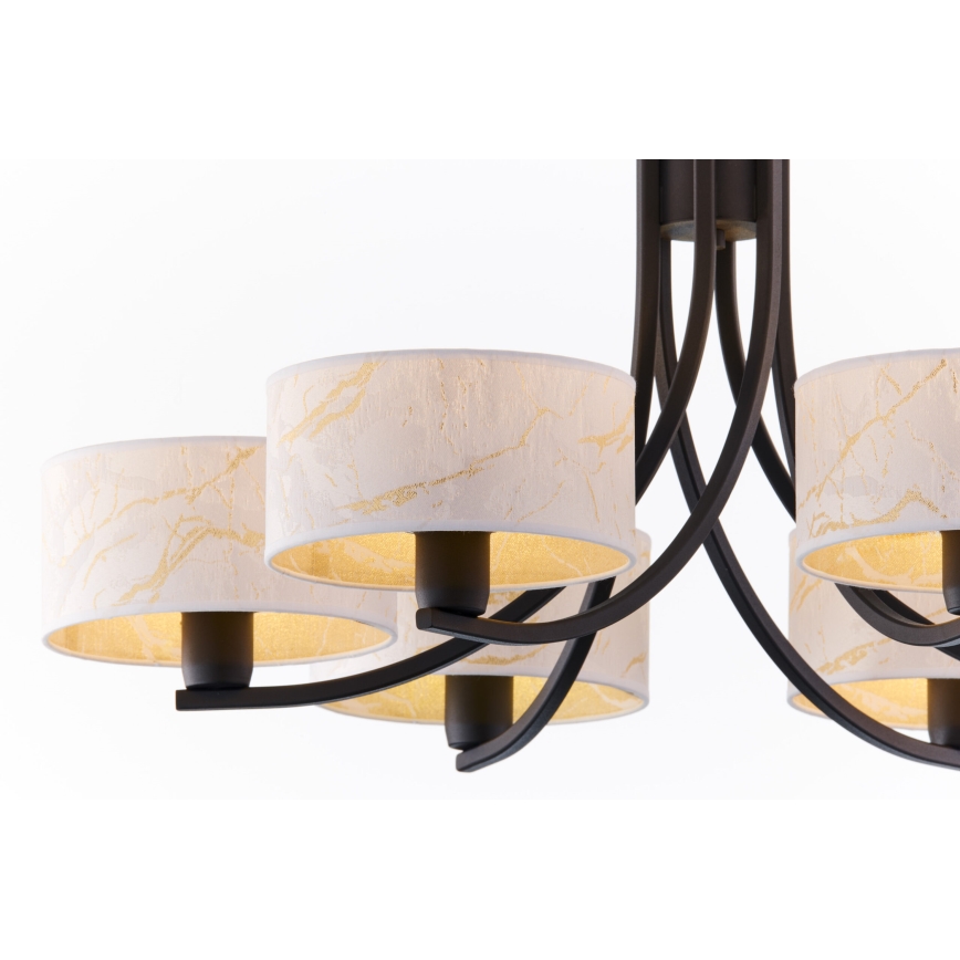 Jupiter 2105 - ARTHUR chain-hung chandelier 6xE27/15W/230V white/black/marble finish