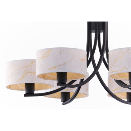 Jupiter 2105 - ARTHUR chain-hung chandelier 6xE27/15W/230V white/black/marble finish