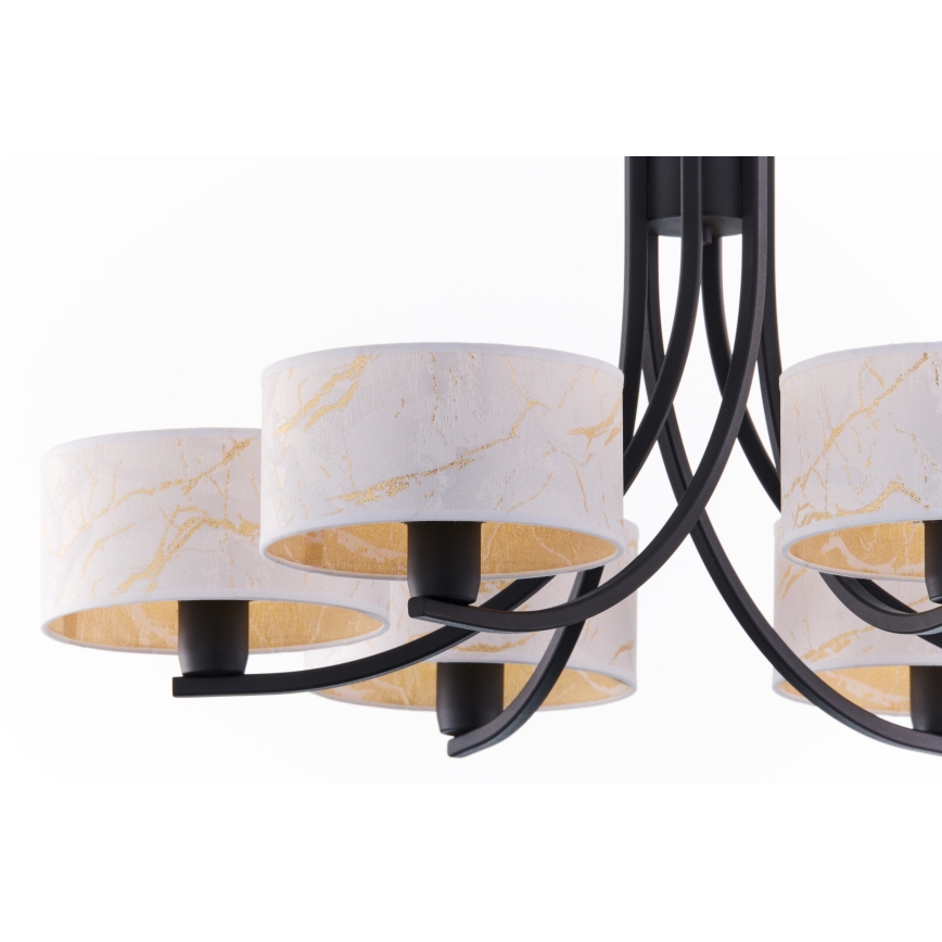 Jupiter 2105 - ARTHUR chain-hung chandelier 6xE27/15W/230V white/black/marble finish