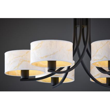 Jupiter 2105 - ARTHUR chain-hung chandelier 6xE27/15W/230V white/black/marble finish