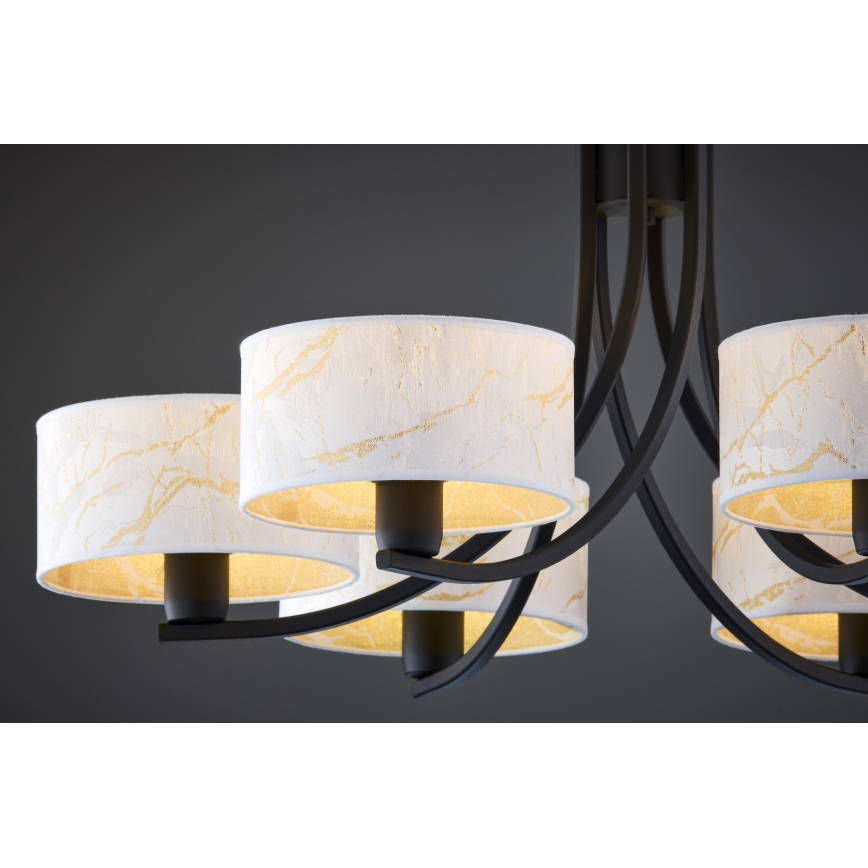 Jupiter 2105 - ARTHUR chain-hung chandelier 6xE27/15W/230V white/black/marble finish