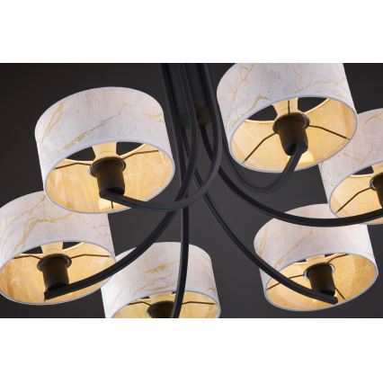 Jupiter 2105 - ARTHUR chain-hung chandelier 6xE27/15W/230V white/black/marble finish