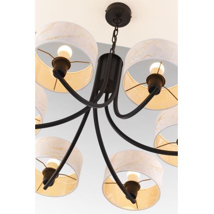 Jupiter 2105 - ARTHUR chain-hung chandelier 6xE27/15W/230V white/black/marble finish