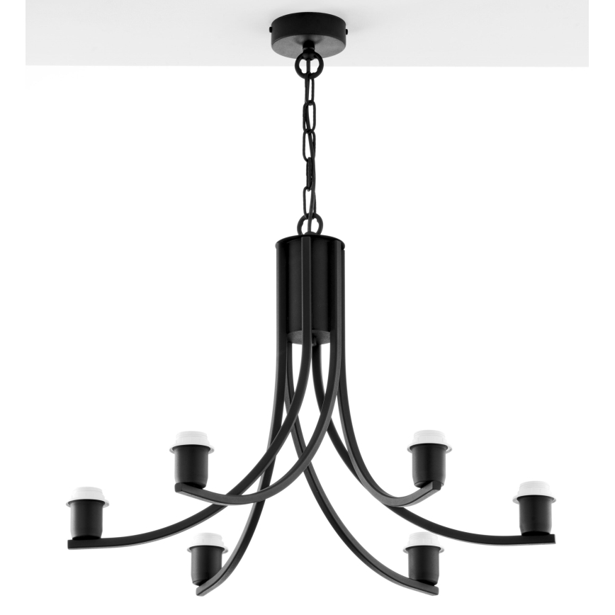 Jupiter 2105 - ARTHUR chain-hung chandelier 6xE27/15W/230V white/black/marble finish