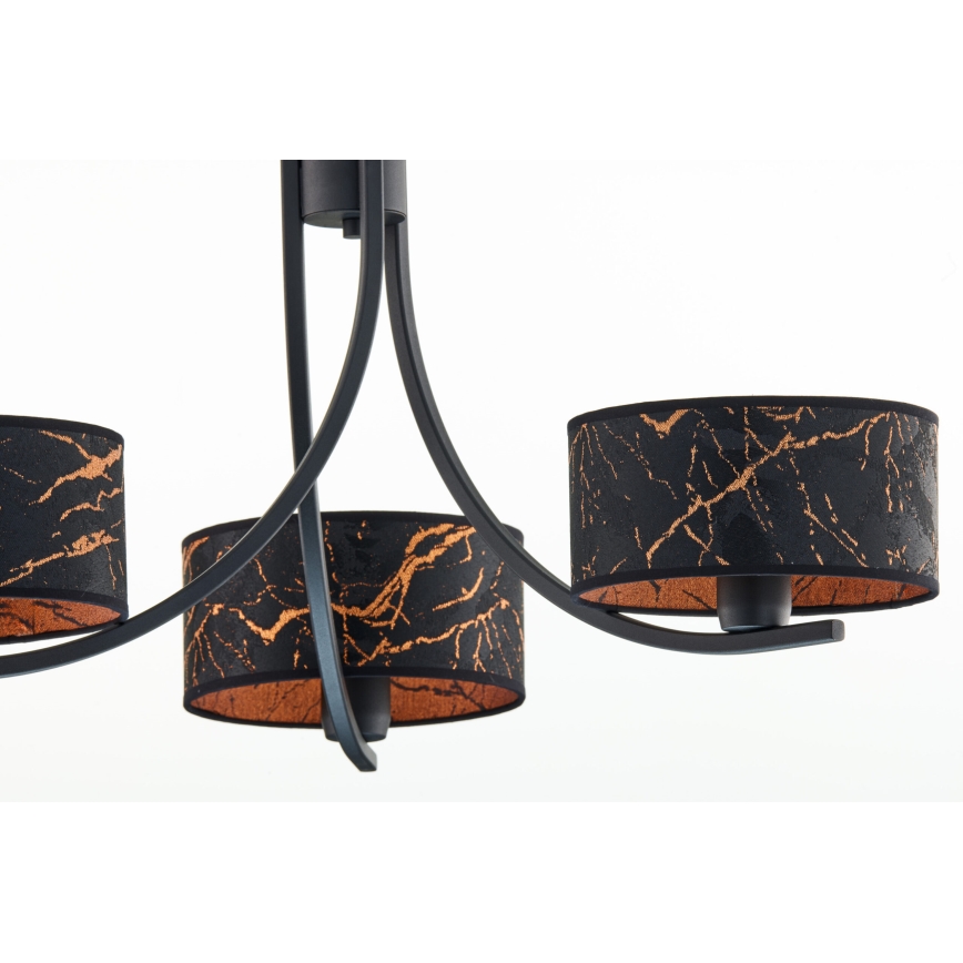 Jupiter 2106 - Chain-hung chandelier ARTHUR 3xE27/15W/230V black/orange/marble decor