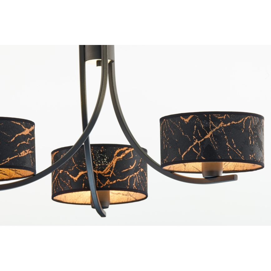 Jupiter 2106 - Chain-hung chandelier ARTHUR 3xE27/15W/230V black/orange/marble decor
